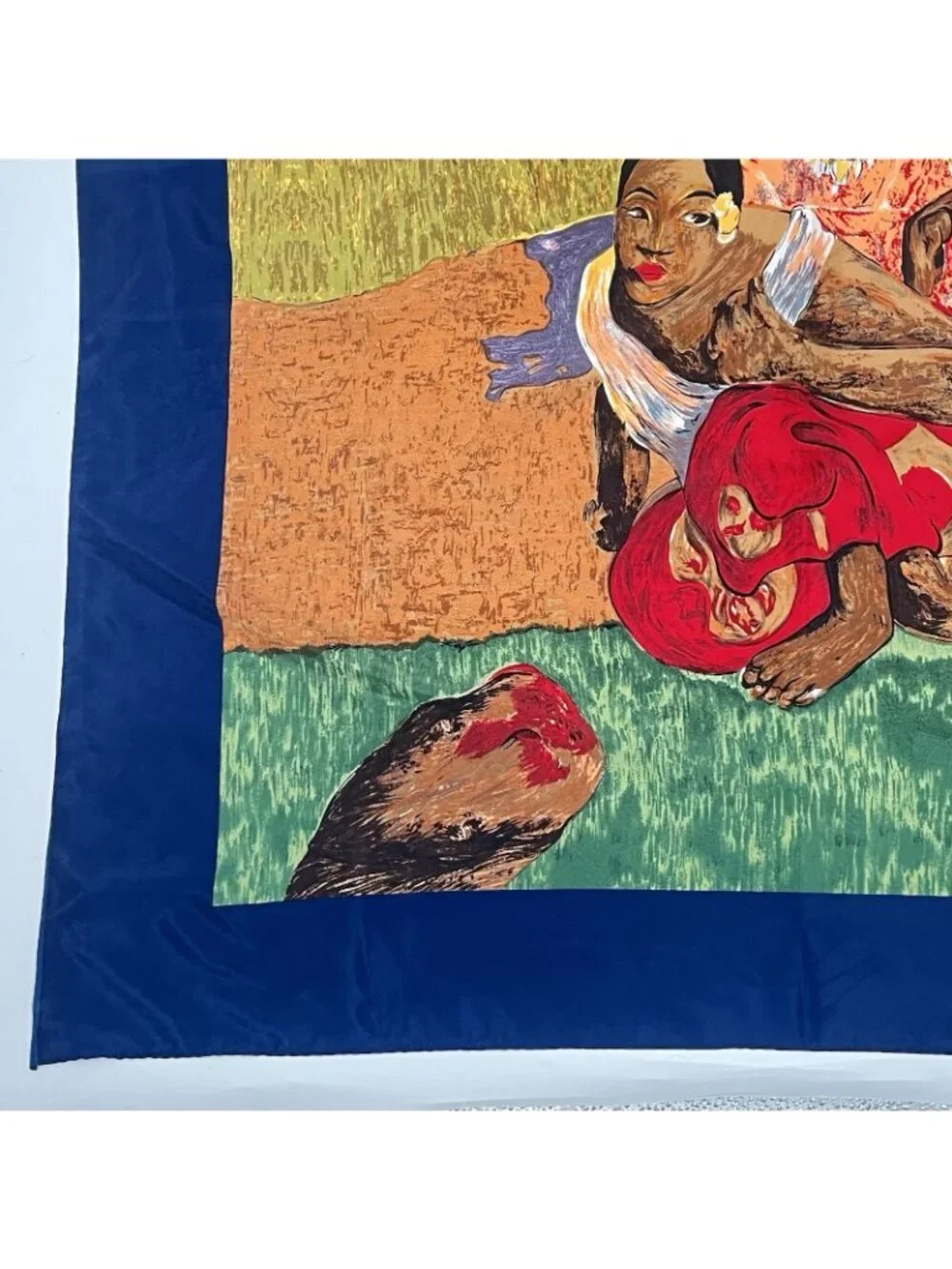 Gauguin Inspired Art Print Square Scarf Tahitian Women Boho Museam Style Wrap